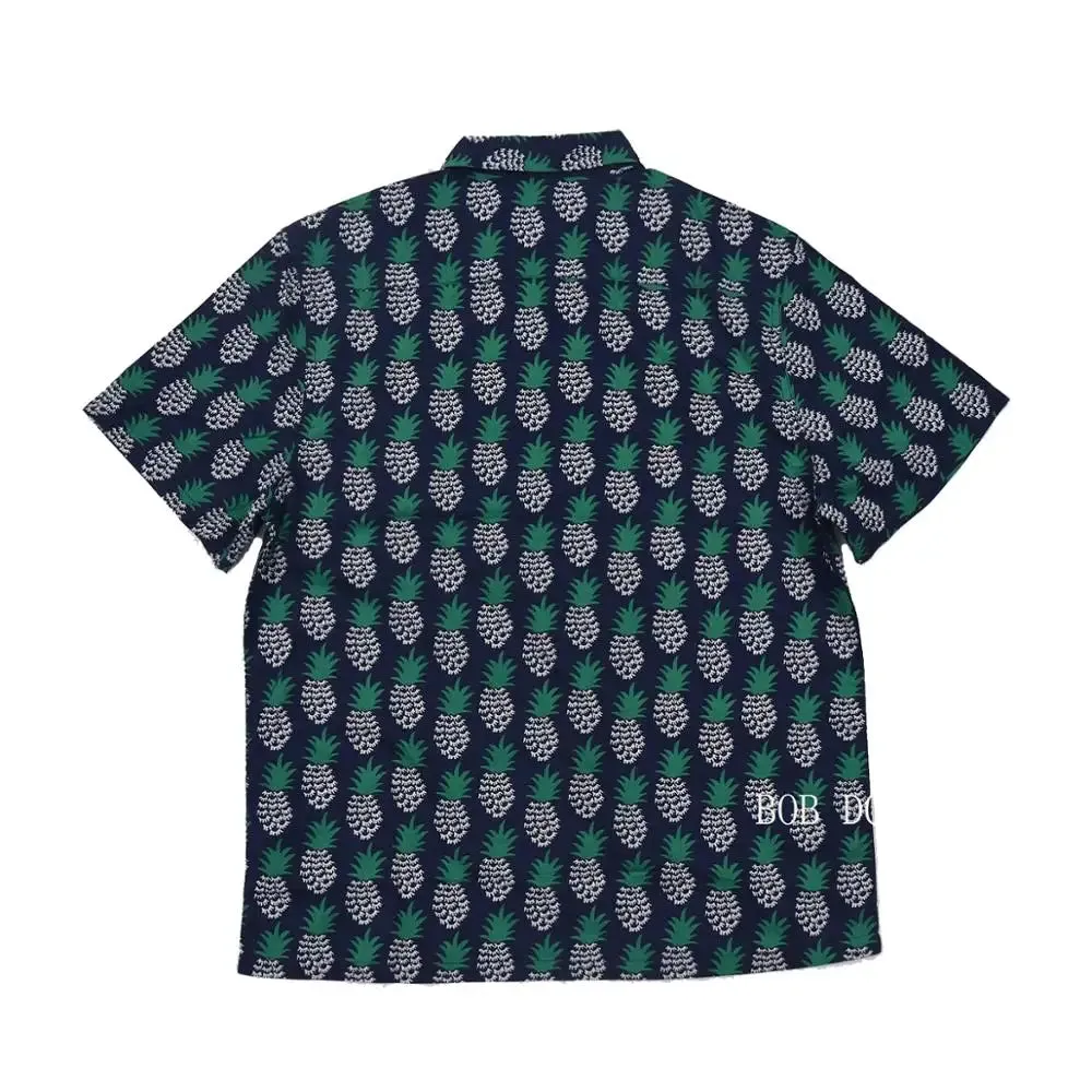 Aloha Pineapple Short Sleeve Shirts with Cuban Collar - Hawaiian Tee Shirts