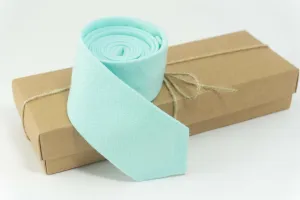 Aqua Marine Linen Necktie - Men's Wedding Ties for Groomsmen