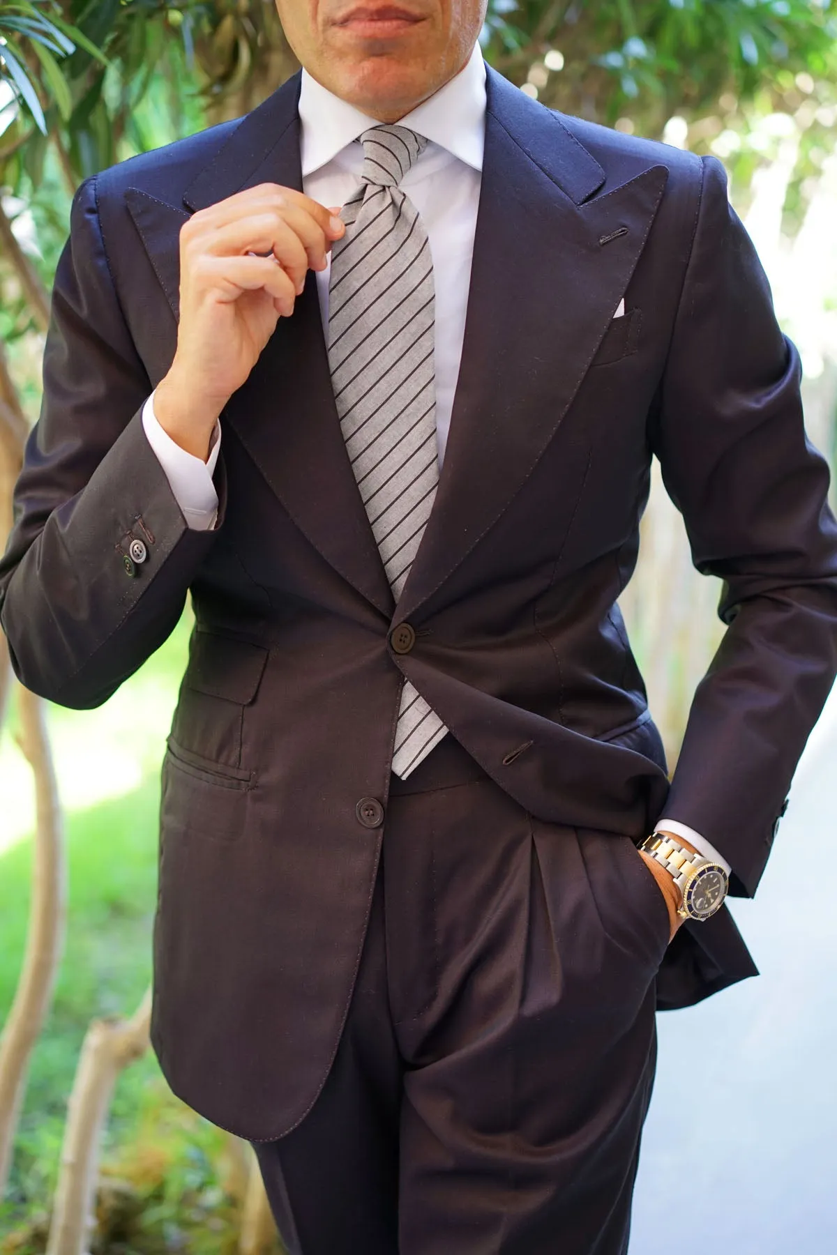 Ash Gray Pinstripe Tie