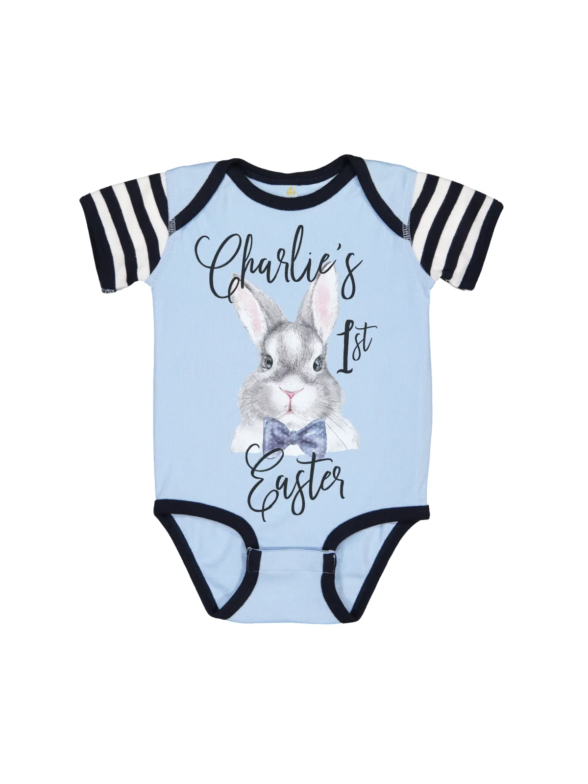 Baby Boy's First Easter Bunny Bodysuit - White & Blue