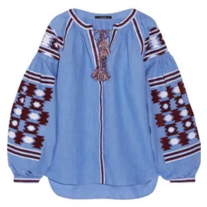 Blue Vyshyvanka Embroidered Top