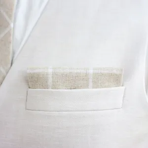 Boy's Pocket Square / Natural Linen Window Pane