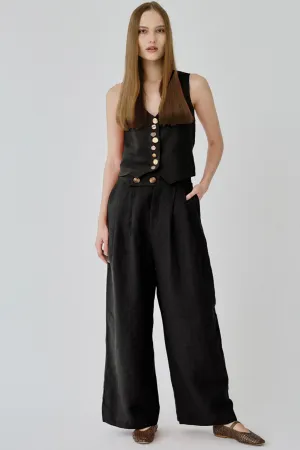 Celeste Linen Trousers in Black