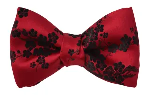 Cherry Blossom Bow Tie in Red & Black