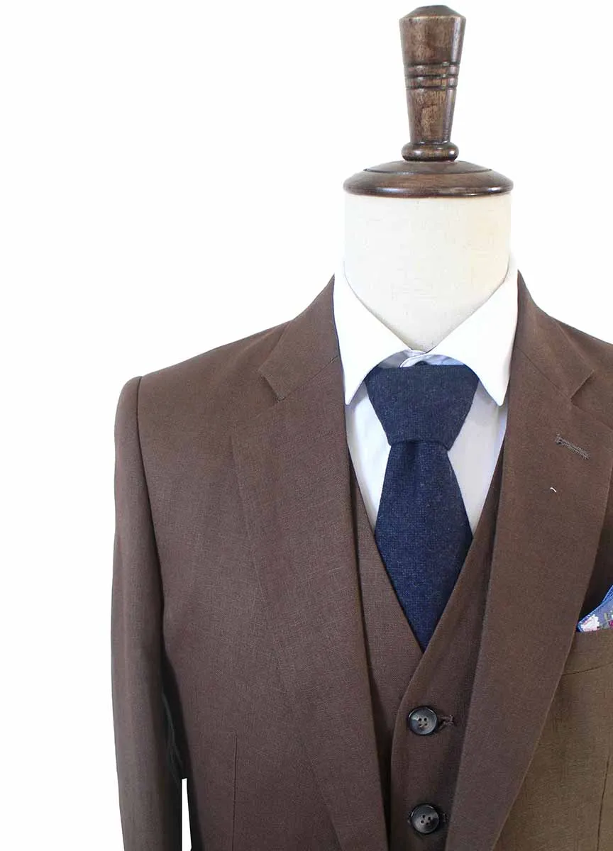 DARK BROWN 3 PIECE LINEN SUIT