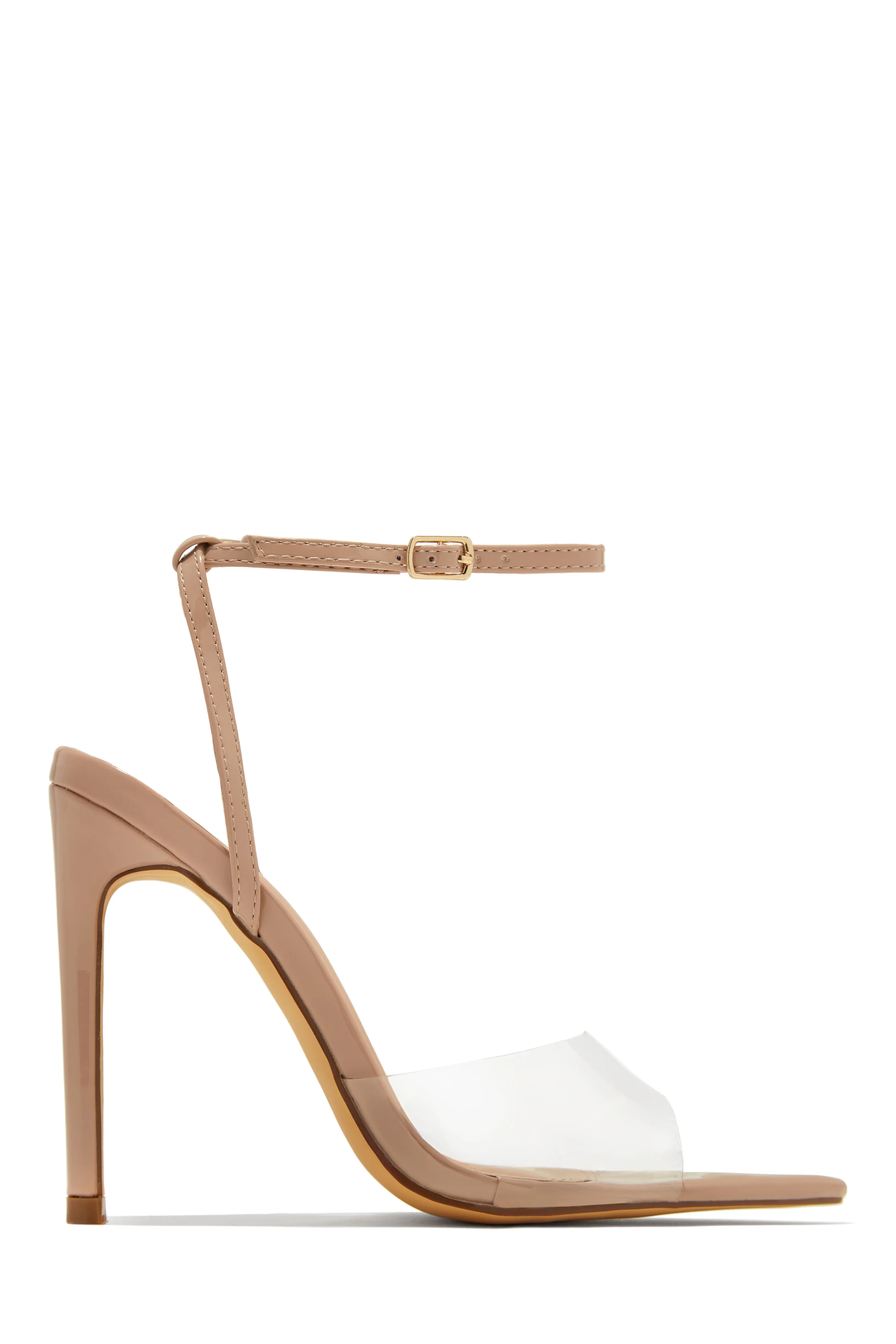 Dinner Date Clear Strap High Heels - Nude