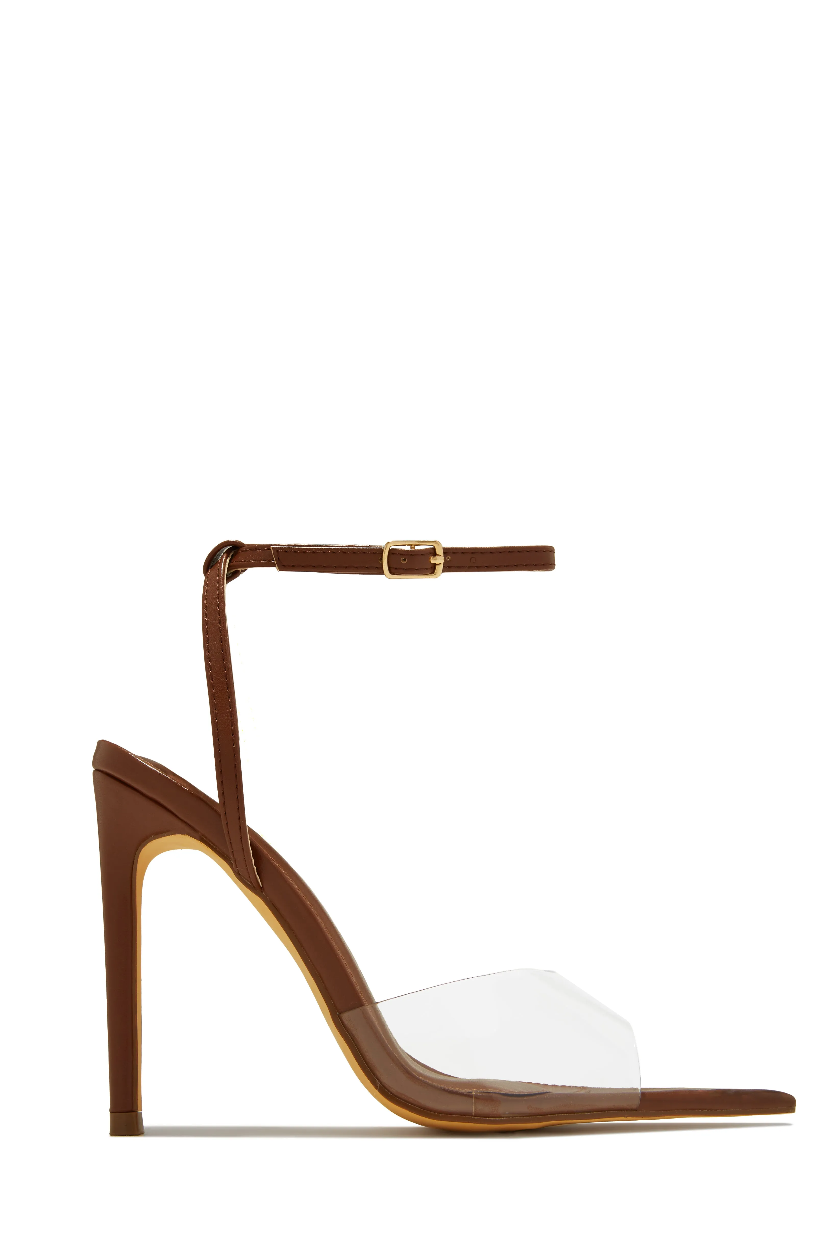 Dinner Date Clear Strap High Heels - Nude