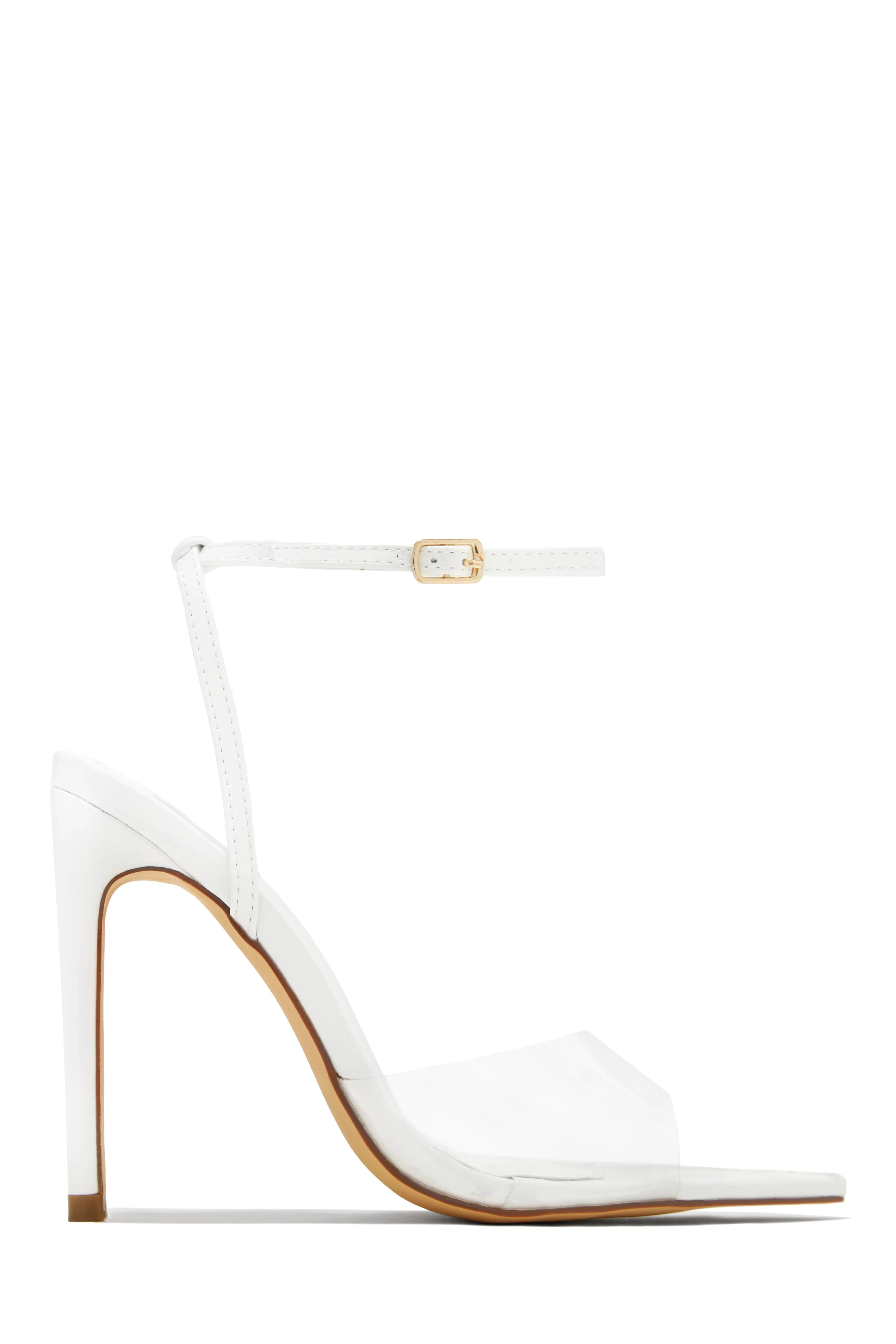 Dinner Date Clear Strap High Heels - Nude