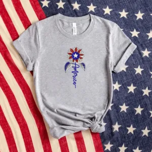 Embroidered USA Sunflower Independence Day