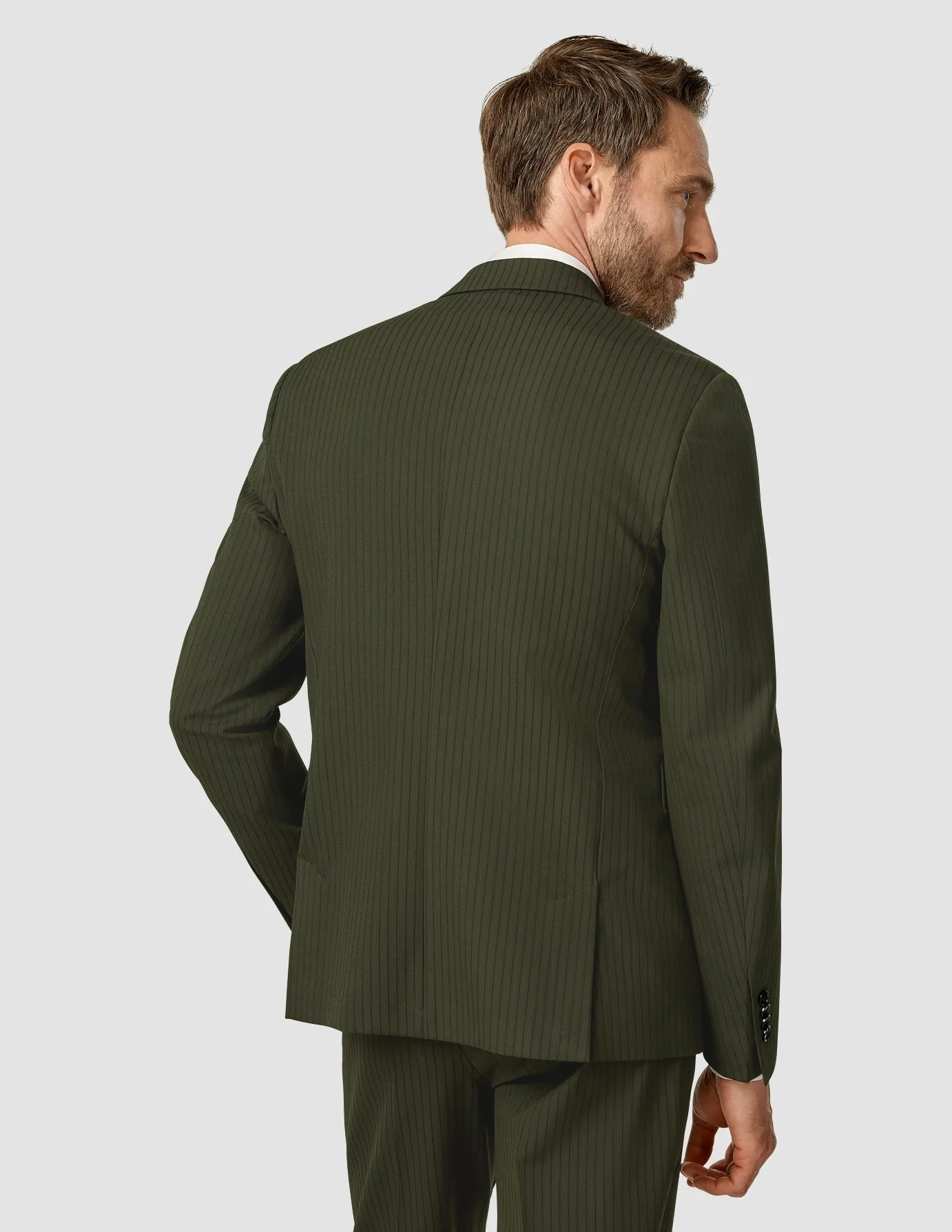 Essential Suit Moss Green Pinstripe