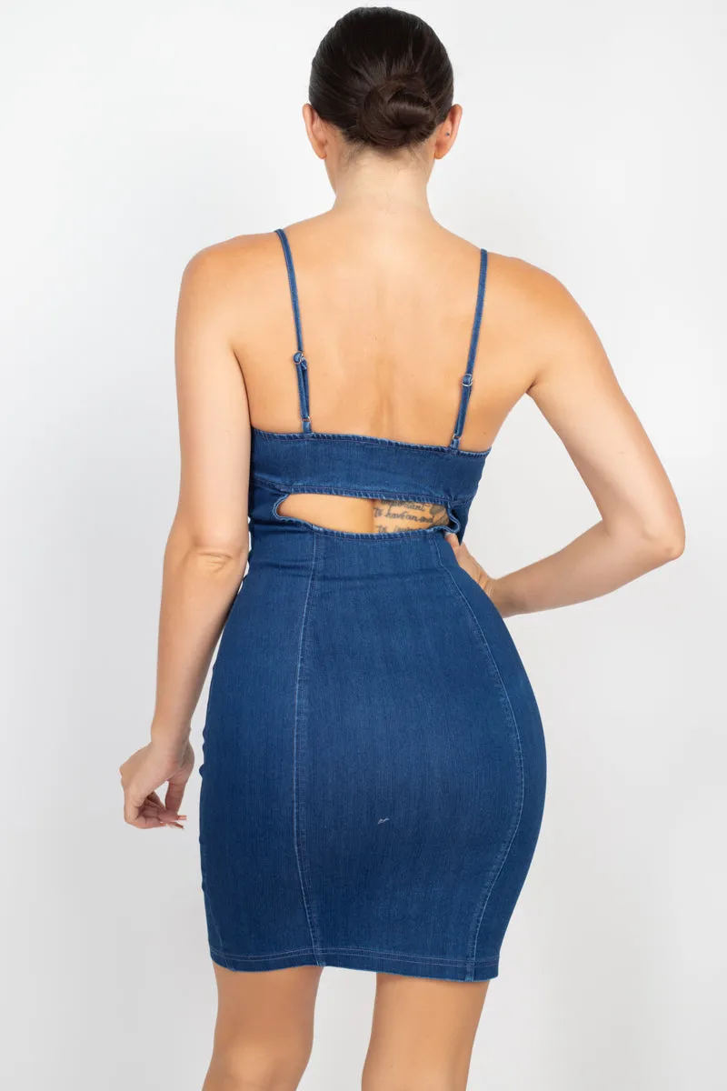 Front Button Cami Denim Dress - 2 colors