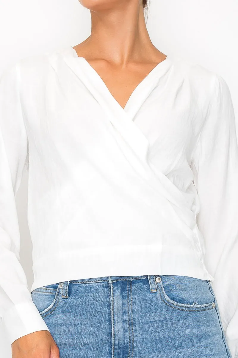 Front Wrap Surplice Neck Top - 5 colors