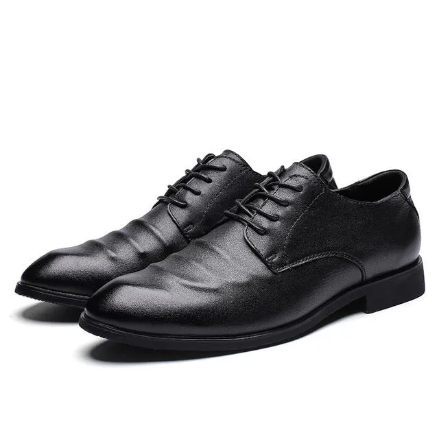 Genuine Leather Pointed Toe Office Oxford Shoes