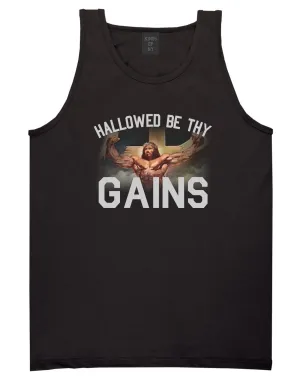 Hallowed Be Thy Gains Jesus Work Out Mens Tank Top Shirt