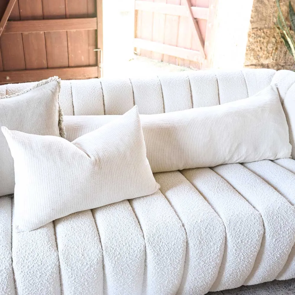 Marina Cushion - Off White w' Natural Stripe