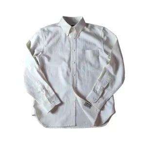 Men's Cotton-Linen Button Down Herringbone White Shirt - Regular Fit