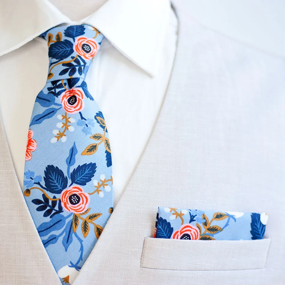 Men's Freestyle Self-Tie Bow Tie / Birch Floral In Periwinkle