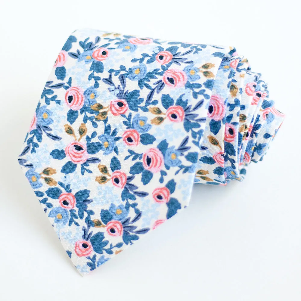 Men's Necktie / Rosa In Periwinkle