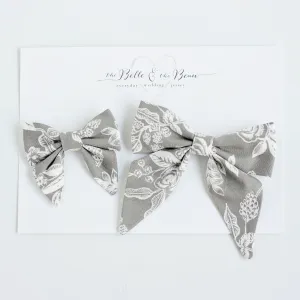 Sailor Bow Clip Or Headband / Grey Toile