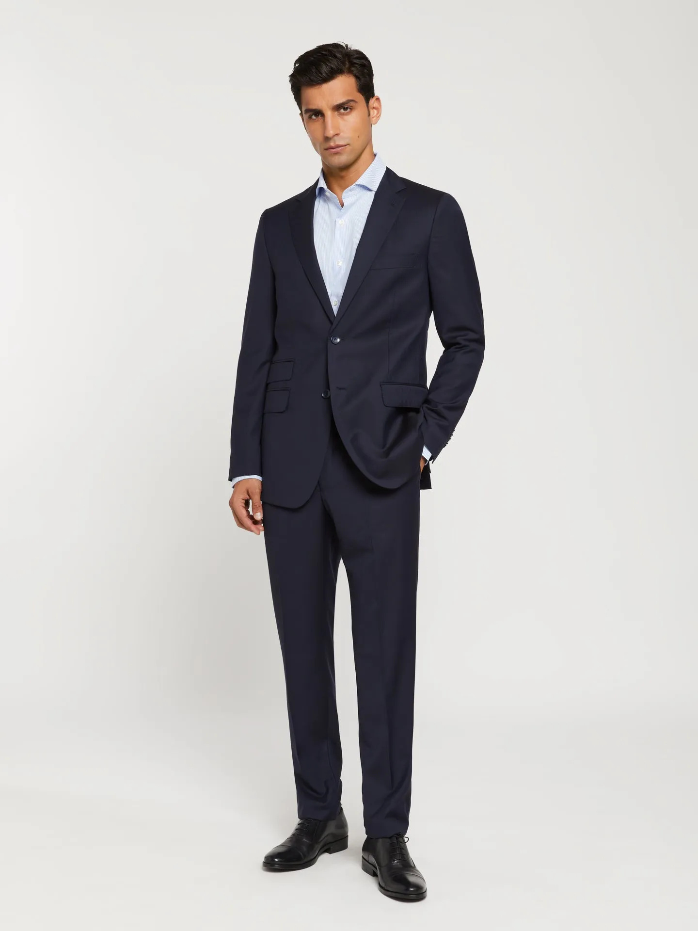 Slim fit 4 seasons herringbone suit