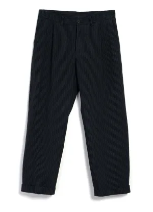 SUNE 28-32-2 | Pleated Wide Cut Trousers | Black Pin