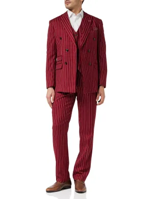 TERRY - Double Breasted Pinstripe Maroon Suit