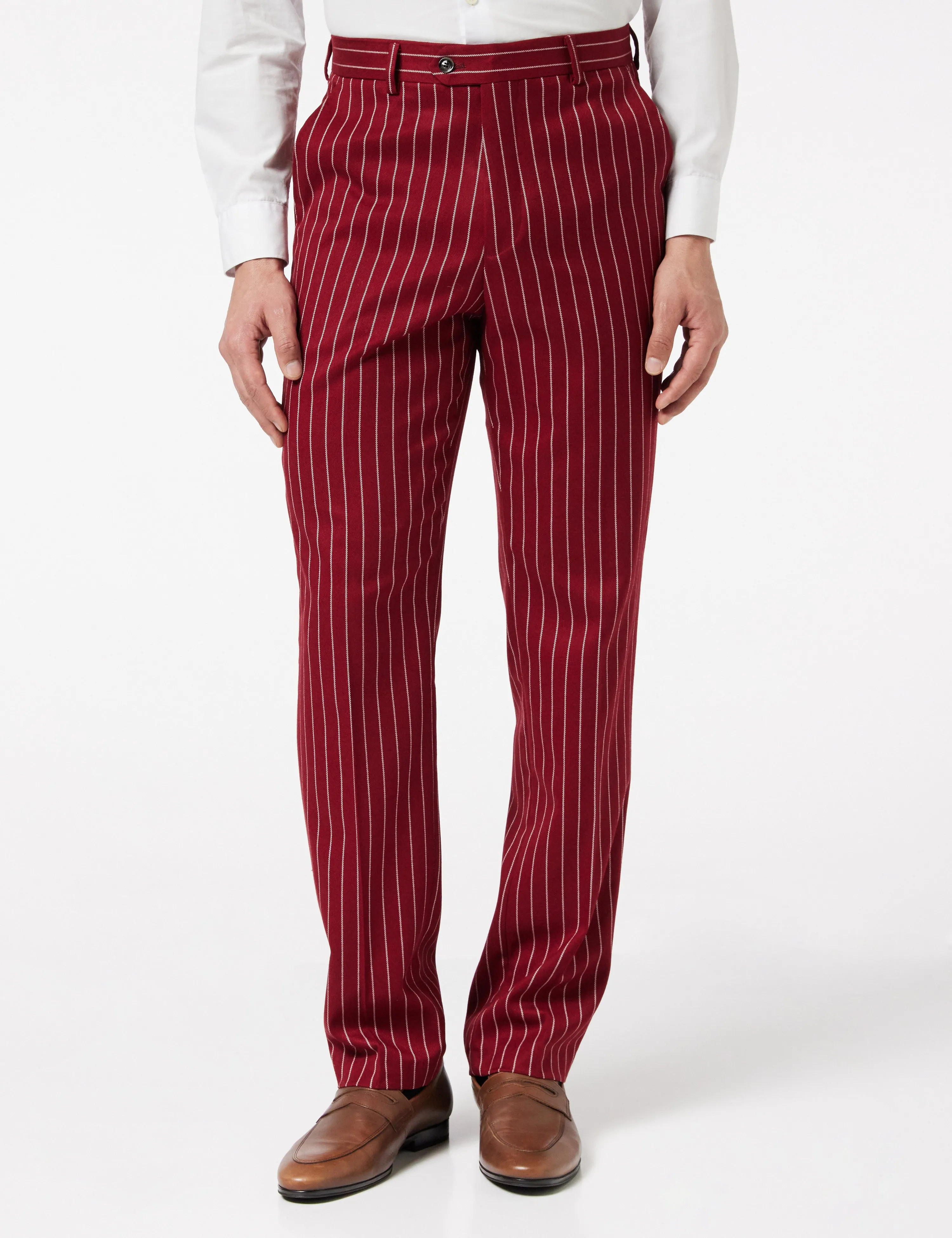 TERRY - Double Breasted Pinstripe Maroon Suit