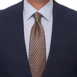 The Lily of Florence Yellow and Blue Duchesse Silk Tie