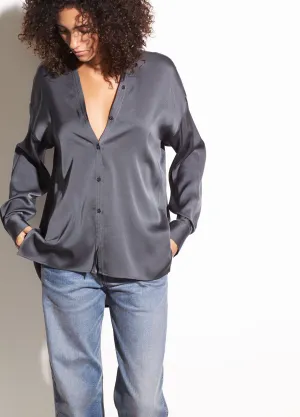 Vince - V-neck Stretch-Silk Blouse in Mineral