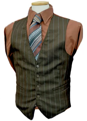 Vintage Brown Pinstripe Waistcoat • 36"